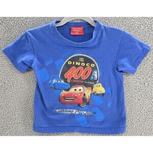 Disney Cars Lightning McQueen Shirt Youth Small Blue Dinoco Piston Cup Tee Pixar